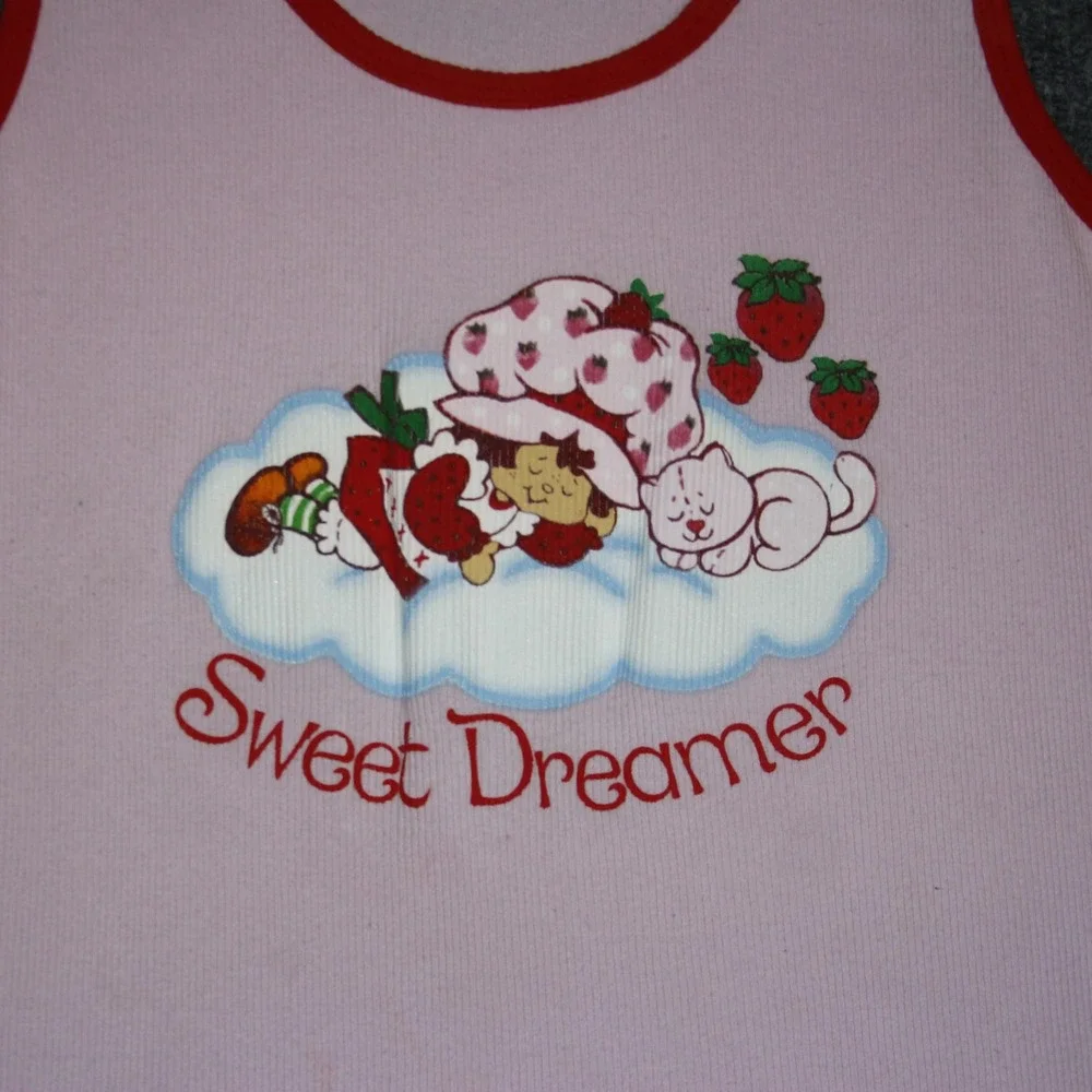 Vintage‎ Strawberry Shortcake Pink Ribbed Tank Top Sweet Dreamer Women's Size M